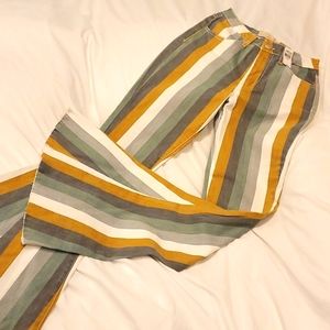 Saints & Hearts Bell Bottom Striped Flares